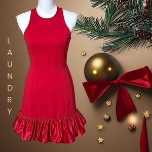 🎄LAUNDRY Red Holiday Christmas Party Sleeveless Dress Fitted Size 2 NWT
